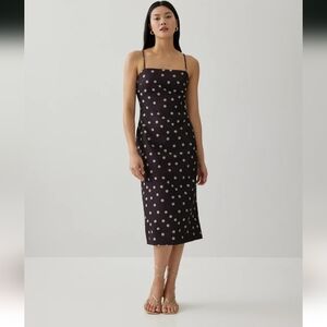 NWT Love Bonito Laura Daisy Floral Column Jacquard Dress Midi Brown Medium 6